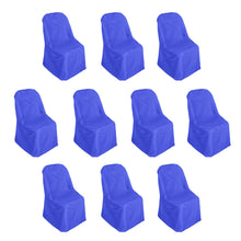 10 Pack Royal Blue Polyester Banquet Chair Covers, Reusable Stain Resistant Slip On Chair#whtbkgd