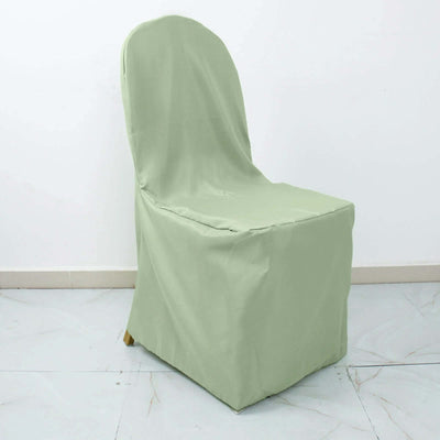 10 Pack Polyester Banquet Chair Covers Sage Green - Reusable Stain-Resistant Slipcovers