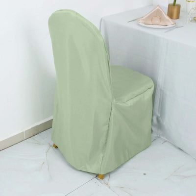 10 Pack Polyester Banquet Chair Covers Sage Green - Reusable Stain-Resistant Slipcovers