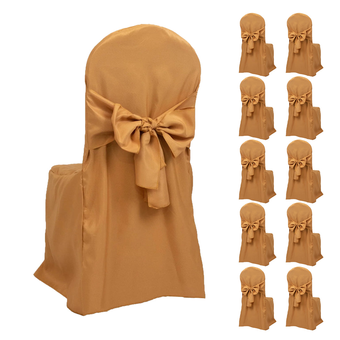 10-Pack Polyester Banquet Chair Covers with Attached Sashes