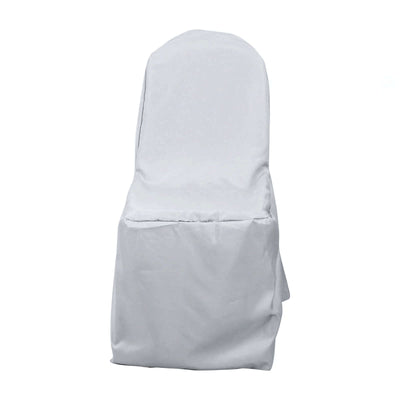 Polyester Banquet Chair Cover Silver - Reusable Stain-Resistant Slipcover
