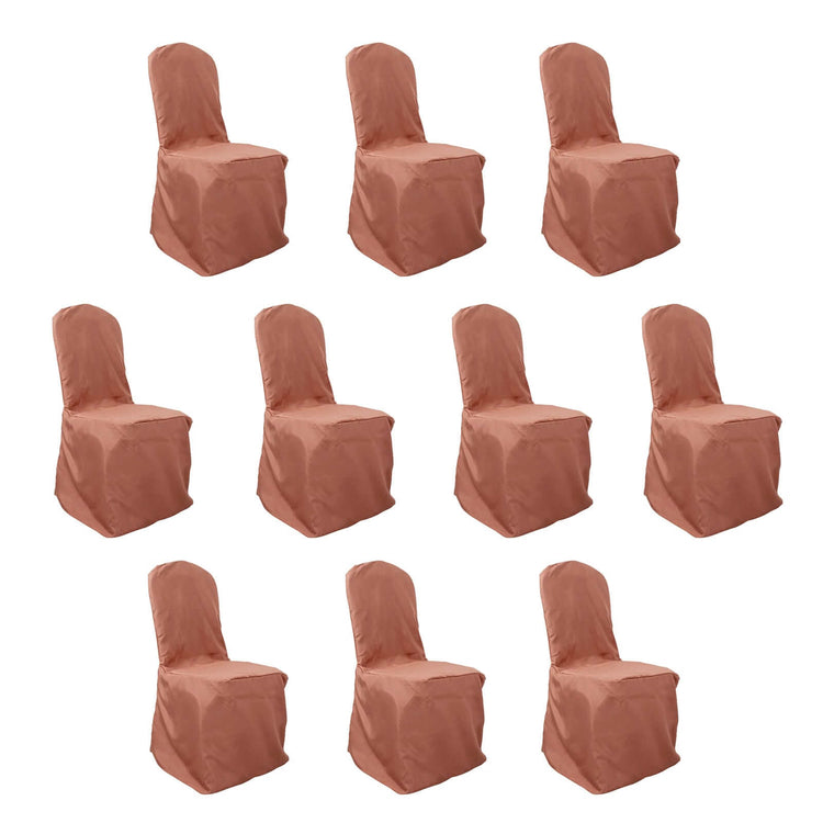 10 Pack Terracotta (Rust) Polyester Banquet Chair Cover