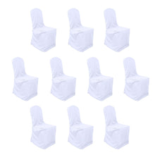 10 Pack White Polyester Banquet Chair Cover, Reusable Stain Resistant Slip On Chair Cover