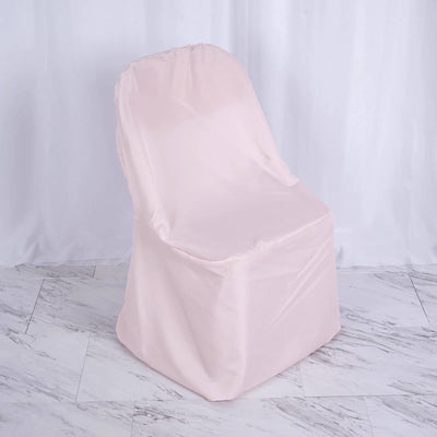 10 Pack Polyester Folding Chair Covers Blush - Reusable Stain-Resistant Slipcovers