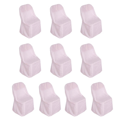 10 Pack Polyester Folding Chair Covers Blush - Reusable Stain-Resistant Slipcovers
