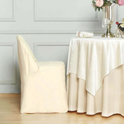 10 Pack Polyester Folding Chair Covers Beige - Reusable Stain-Resistant Slipcovers