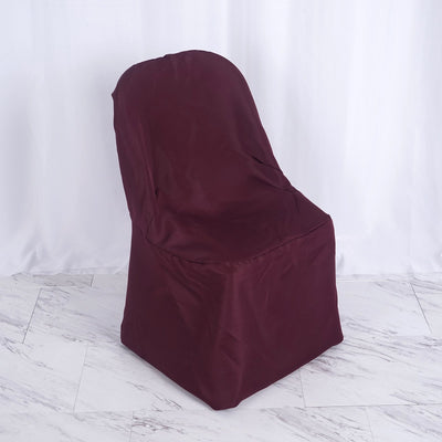 Polyester Folding Chair Cover Burgundy - Reusable Stain-Resistant Slipcover