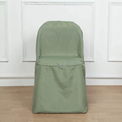 10 Pack Polyester Folding Chair Covers Dusty Sage Green - Reusable Stain-Resistant Slipcovers