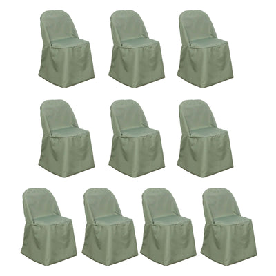 10 Pack Polyester Folding Chair Covers Dusty Sage Green - Reusable Stain-Resistant Slipcovers