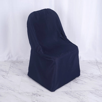 Polyester Folding Chair Cover Navy Blue - Reusable Stain-Resistant Slipcover