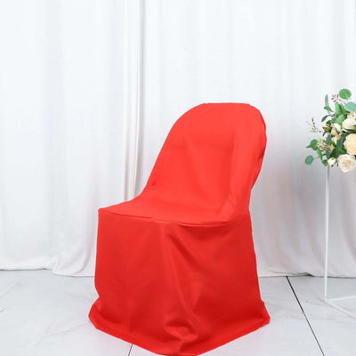 10 Pack Polyester Folding Chair Covers Red - Reusable Stain-Resistant Slipcovers
