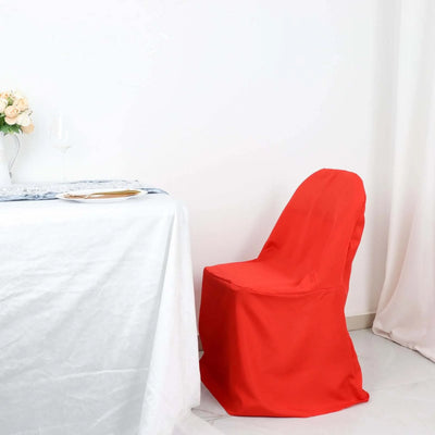 10 Pack Polyester Folding Chair Covers Red - Reusable Stain-Resistant Slipcovers