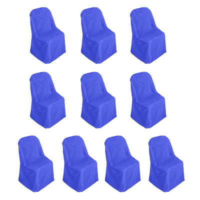 10 Pack Polyester Folding Chair Covers Royal Blue - Reusable Stain-Resistant Slipcovers