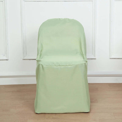 10 Pack Polyester Folding Chair Covers Sage Green - Reusable Stain-Resistant Slipcovers