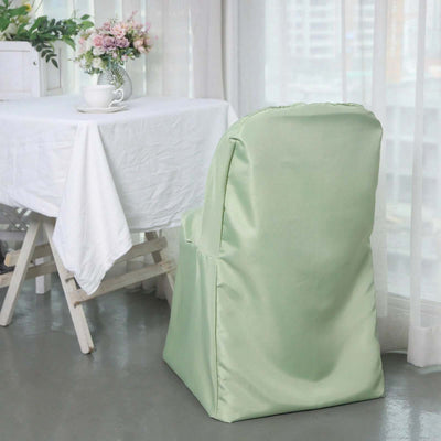 10 Pack Polyester Folding Chair Covers Sage Green - Reusable Stain-Resistant Slipcovers