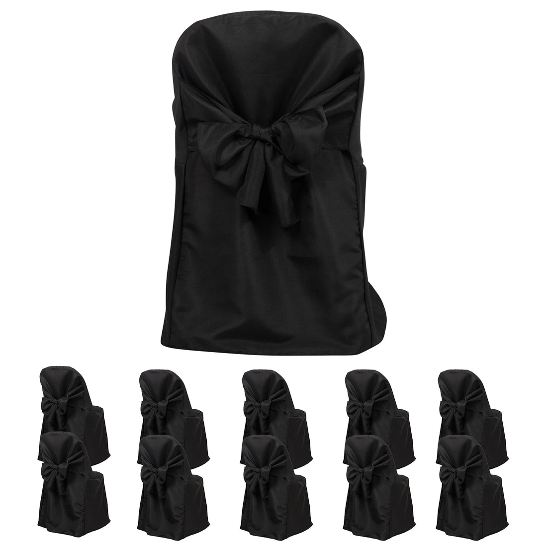 10-Pack Polyester Folding Chair Covers with Attached Sashes