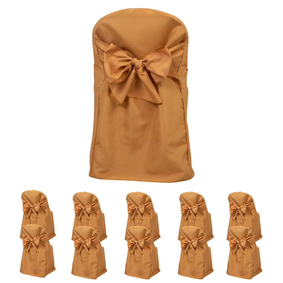 10-Pack Polyester Folding Chair Covers with Attached Sashes