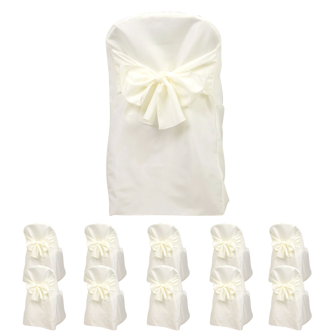 10-Pack Polyester Folding Chair Covers with Attached Sashes
