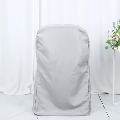 Polyester Folding Chair Cover Silver - Reusable Stain-Resistant Slipcover