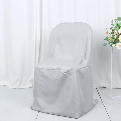 Polyester Folding Chair Cover Silver - Reusable Stain-Resistant Slipcover