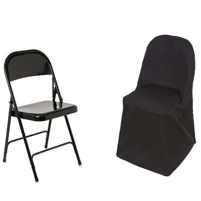 Polyester Folding Chair Cover Black - Reusable & Stain Resistant Slip On Cover