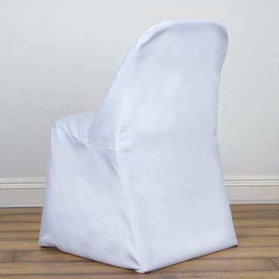 Polyester Folding Chair Cover White - Reusable & Stain Resistant Slip On Cover for a Polished Look