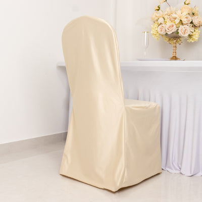 Scuba Stretch Banquet Chair Cover Beige - Wrinkle Free & Durable Slim Fit Slipcover