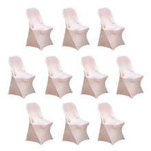 10 Pack Blush Spandex Folding Slip On Chair Covers, Stretch Fitted Chair Covers - 160 GSM#whtbkgd