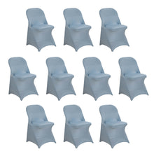 10 Pack Dusty Blue Spandex Folding Slip On Chair Covers, Stretch Fitted Chair Covers#whtbkgd