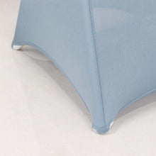 Dusty Blue Spandex Folding Slip On Chair Covers with Silver Rhinestone Buckled Sash Band