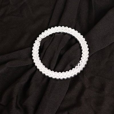 Stretch Spandex Folding Chair Cover Black - Stylish & Wrinkle Resistant Fitted Slipcover with Silver Rhinestone Buckled Sash Band Accent