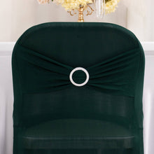 Hunter Emerald Green Spandex Folding Slip On Chair Covers with Silver Rhinestone