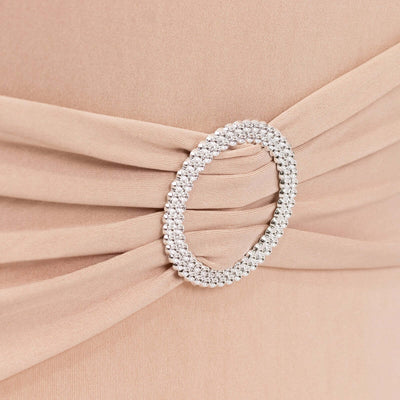 Stretch Spandex Folding Chair Cover Nude - Wrinkle Resistant Fitted Slipcover with Silver Rhinestone Buckled Sash Band Accent