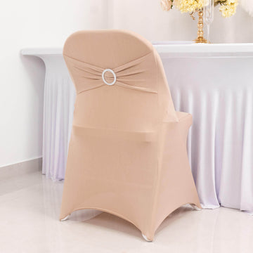 <h3 style="margin-left:0px;">Sophisticated Nude Spandex Folding Slip On Chair Covers