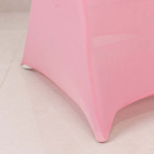 Pink Spandex Folding Slip On Chair Covers with Silver Rhinestone Buckled Sash Band