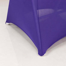 Purple Spandex Folding Slip On Chair Covers with Silver Rhinestone Buckled Sash Band