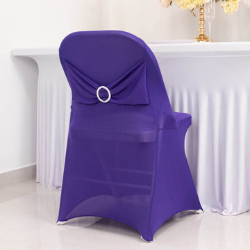 <h3 style="margin-left:0px;">Sophisticated Purple Spandex Folding Slip On Chair Covers