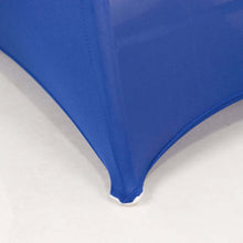 Royal Blue Spandex Folding Slip On Chair Covers with Silver Rhinestone Buckled Sash Band