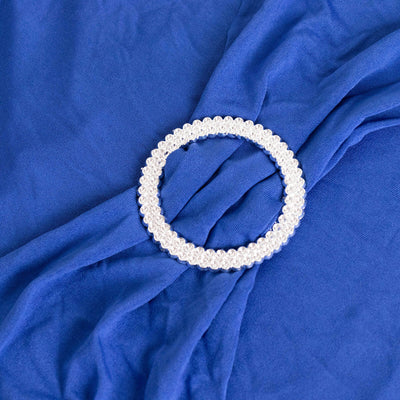 Stretch Spandex Folding Chair Cover Royal Blue - Wrinkle Resistant Fitted Slipcover with Silver Rhinestone Buckled Sash Band Accent