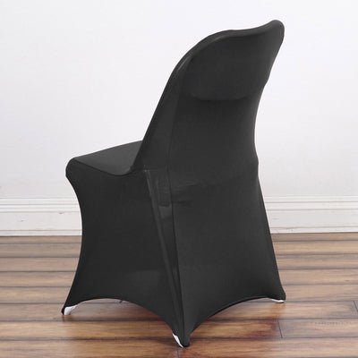 Stretch Spandex Folding Chair Cover Black - Durable 160GSM Fitted Slipcover for Weddings & Events