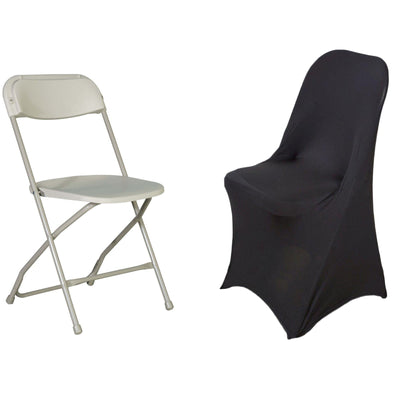 Stretch Spandex Folding Chair Cover Black - Durable 160GSM Fitted Slipcover for Weddings & Events