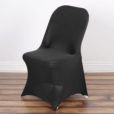 Stretch Spandex Folding Chair Cover Black - Durable 160GSM Fitted Slipcover for Weddings & Events