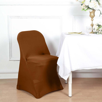 Stretch Spandex Folding Chair Cover Cinnamon Brown - Durable 160GSM Fitted Slipcover