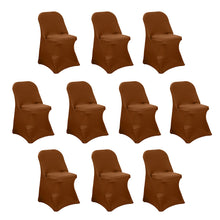 10 Pack Cinnamon Brown Spandex Folding Slip On Chair Covers, Stretch Fitted Chair Covers#whtbkgd