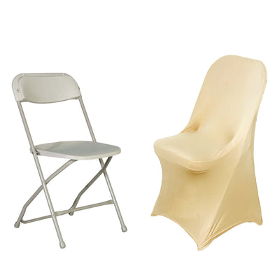 Stretch Spandex Folding Chair Cover Champagne - Durable 160GSM Fitted Slipcover
