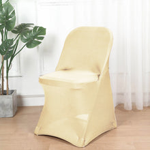 10 Pack Champagne Spandex Folding Slip On Chair Covers, Stretch Fitted Chair Covers - 160 GSM