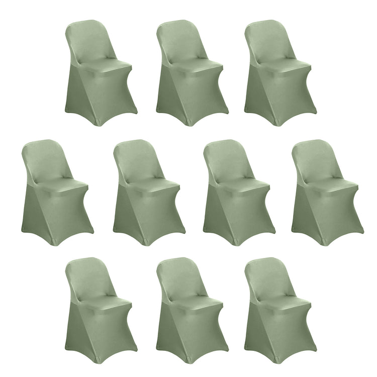 10 Pack Dusty Sage Green Spandex Folding Slip On Chair Covers, Stretch Fitted Chair Covers#whtbkgd