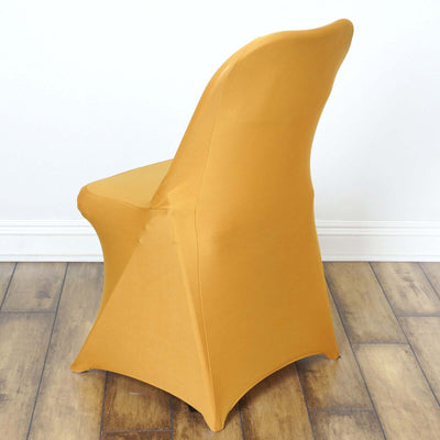 Stretch Spandex Folding Chair Cover Gold - Durable 160GSM Fitted Slipcover for Weddings & Events