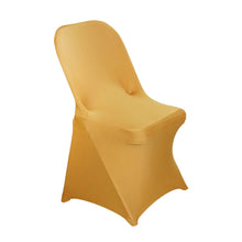 10 Pack Gold Spandex Folding Slip On Chair Covers, Stretch Fitted Chair Covers - 160 GSM