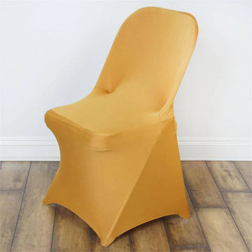 <h3 style="margin-left:0px;"><strong>Enhance Your Event with Gold Spandex Folding Chair Covers</strong>